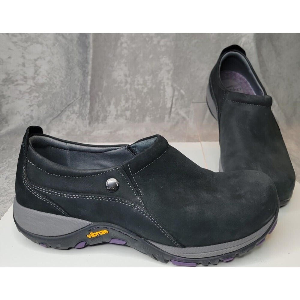 DANSKO Patti Women’s Size 7.5-8 EU 38 Waterproof Black Nubuck Slip On Clogs EUC!